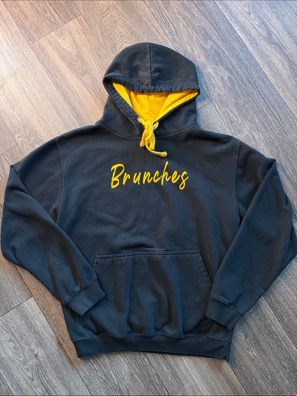 Brunches Contrast-Lined Hoodie - Black & Yellow